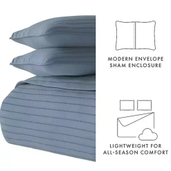 Kirklands Home Quilts|Stitched Stripes 3-pc. Queen Quilt Set Blue