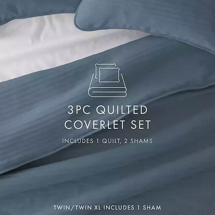 Kirklands Home Quilts|Stitched Stripes 3-pc. Queen Quilt Set Blue