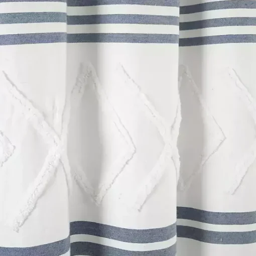 Kirklands Home Shower Curtains|Blue Stripe Diamond Tufted Shower Curtain