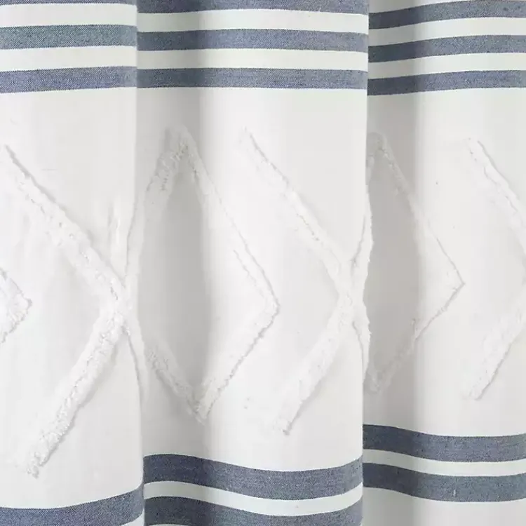 Kirklands Home Shower Curtains|Blue Stripe Diamond Tufted Shower Curtain