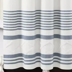 Kirklands Home Shower Curtains|Blue Stripe Diamond Tufted Shower Curtain