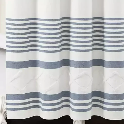 Kirklands Home Shower Curtains|Blue Stripe Diamond Tufted Shower Curtain