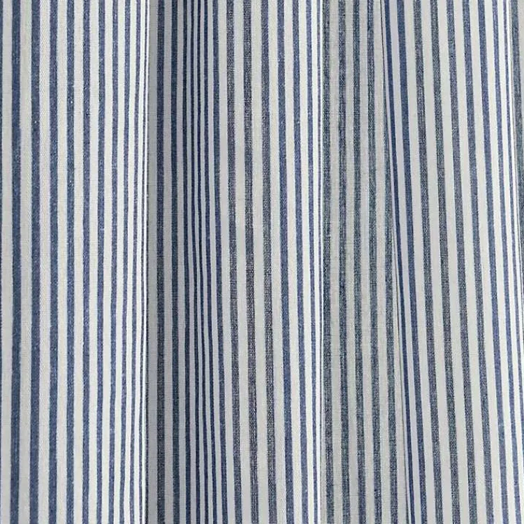 Kirklands Home Curtains & Drapes|Blue Stripe Ruffled Curtain Panel Set, 84 in.