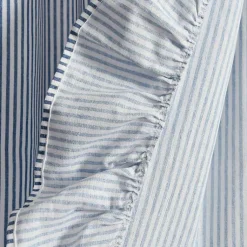 Kirklands Home Curtains & Drapes|Blue Stripe Ruffled Curtain Panel Set, 84 in.