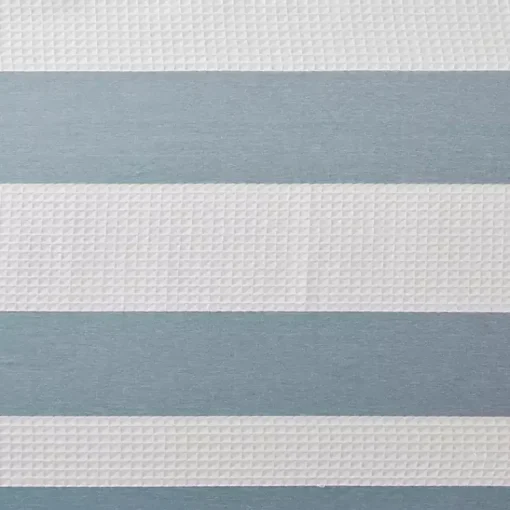 Kirklands Home Shower Curtains|Stripe Waffle Weave Shower Curtain Blue
