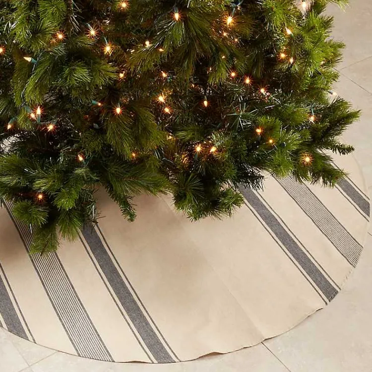 Hot Blue Striped Banded Christmas Tree Skirt Christmas Tree Skirts & Collars