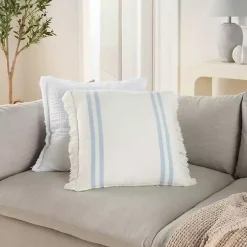 Outlet Blue Striped Linen Throw Pillow Pillows