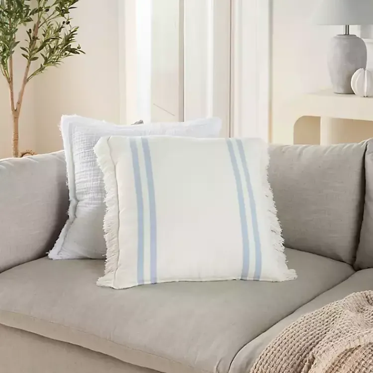 Outlet Blue Striped Linen Throw Pillow Pillows