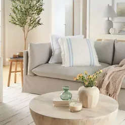 Outlet Blue Striped Linen Throw Pillow Pillows