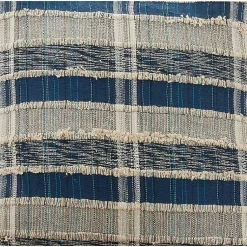 Clearance Blue Striped Woven Cotton Lumbar Pillow Pillows