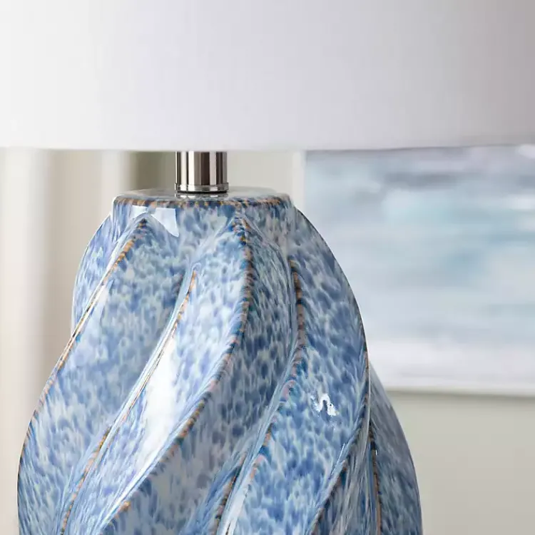 Kirklands Home Table Lamps|Blue Swirl Ceramic Table Lamp White