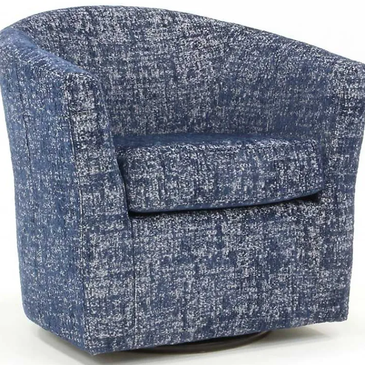 Kirklands Home Accent Chairs|Swivel Barrel Accent Chair Blue