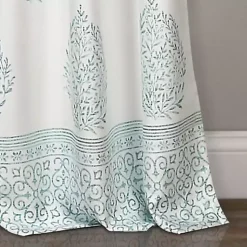 Kirklands Home Curtains & Drapes|Blue Teardrop Leaves Curtain Panel Set, 84 in.