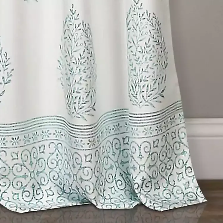 Kirklands Home Curtains & Drapes|Blue Teardrop Leaves Curtain Panel Set, 84 in.