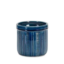Kirklands Home Planters|Terracotta Abstract Decorative Pots, Set of 3 Blue