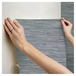 Kirklands Home Wall Murals & Wallpaper|Textured Grassweave Peel & Stick Wallpaper Blue