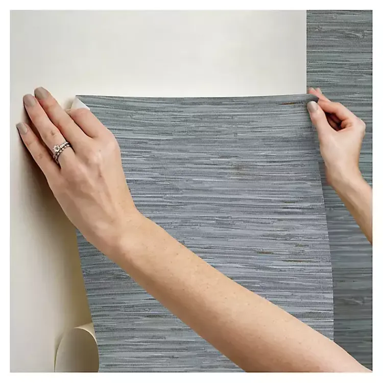 Kirklands Home Wall Murals & Wallpaper|Textured Grassweave Peel & Stick Wallpaper Blue