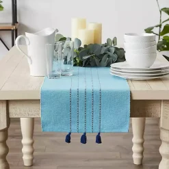 Kirklands Home Table Linens|Thera Stripe Table Runner Blue