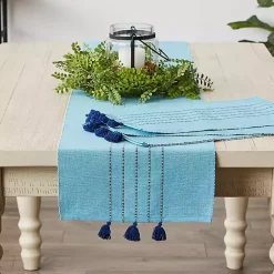 Kirklands Home Table Linens|Thera Stripe Table Runner Blue