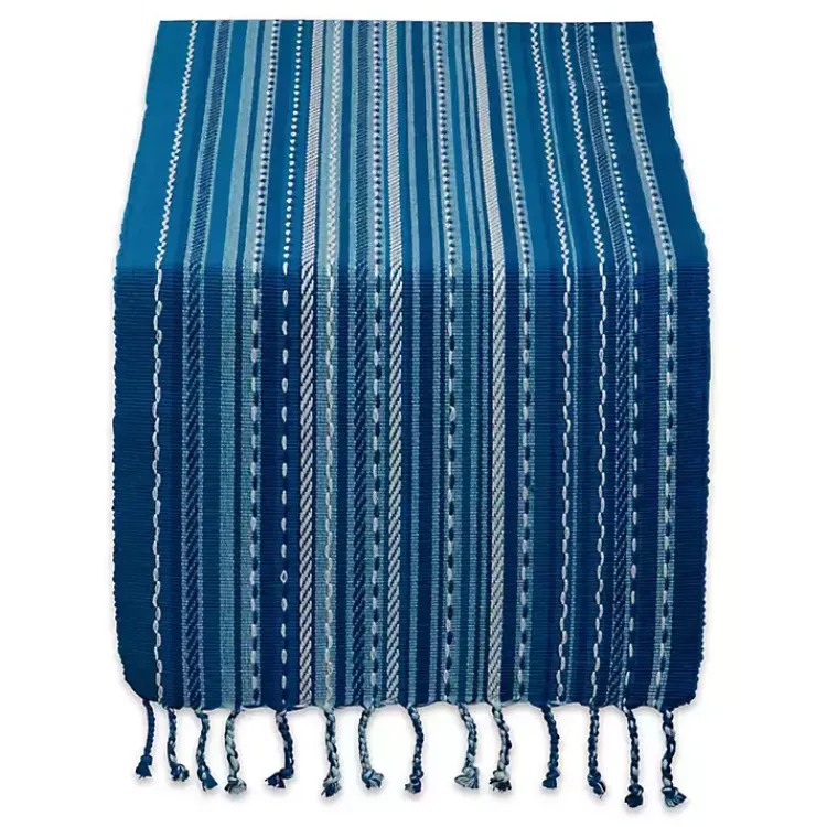 Kirklands Home Table Linens|Blue Tonal Stripe Table Runner