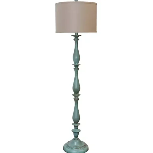 Kirklands Home Floor Lamps|Blue Traditional Avignon Floor Lamp Tan