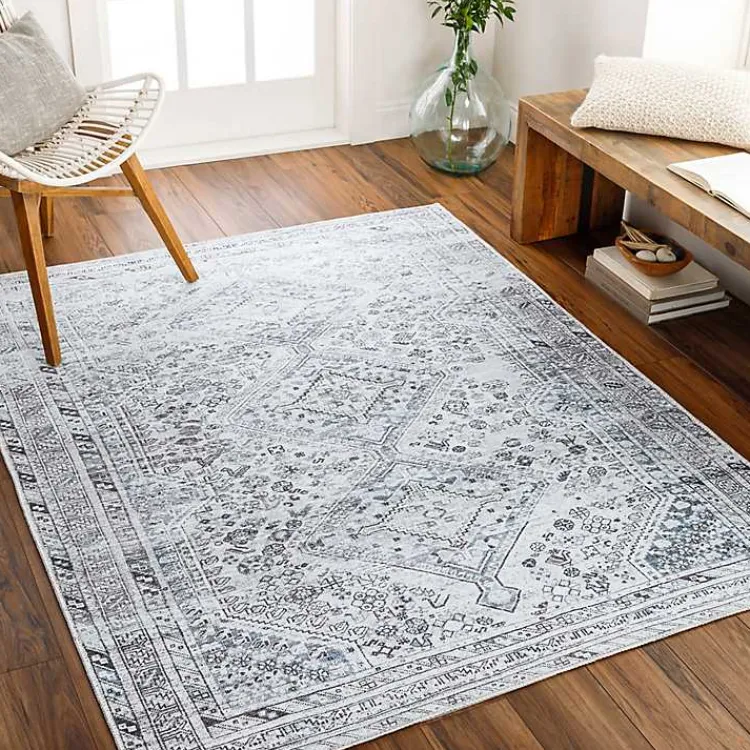 Kirklands Home Area Rugs|Traditional Washable Area Rug, 6x9 Blue