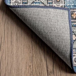 Kirklands Home Area Rugs|Blue Tribal Motif Washable Area Rug, 5x8