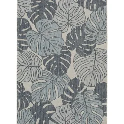 Kirklands Home Outdoor Rugs|Tropical Leaf Indoor/Outdoor Area Rug, 5x7 Blue