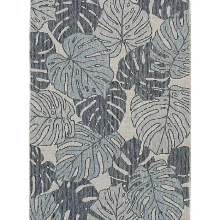 Kirklands Home Outdoor Rugs|Tropical Leaf Indoor/Outdoor Area Rug, 5x7 Blue