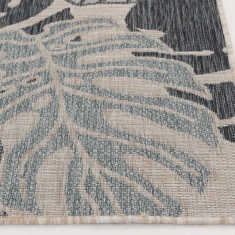 Kirklands Home Outdoor Rugs|Tropical Leaf Indoor/Outdoor Area Rug, 5x7 Blue