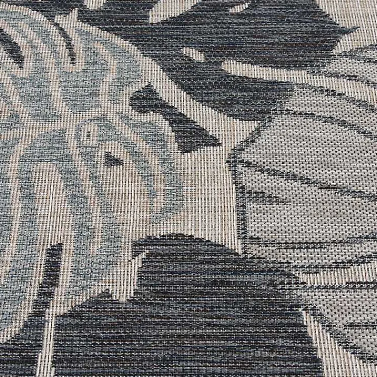 Kirklands Home Outdoor Rugs|Tropical Leaf Indoor/Outdoor Area Rug, 5x7 Blue