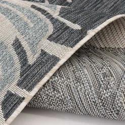 Kirklands Home Outdoor Rugs|Tropical Leaf Indoor/Outdoor Area Rug, 5x7 Blue