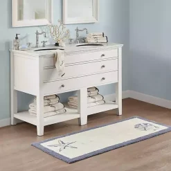 Kirklands Home Bathroom Rugs|Blue Tufted Seashell Bath Mat