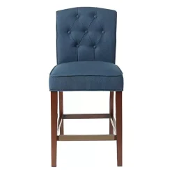 Kirklands Home Bar Stools & Counter Height Stools|Tufted Upholstered Wood Counter Stool Blue