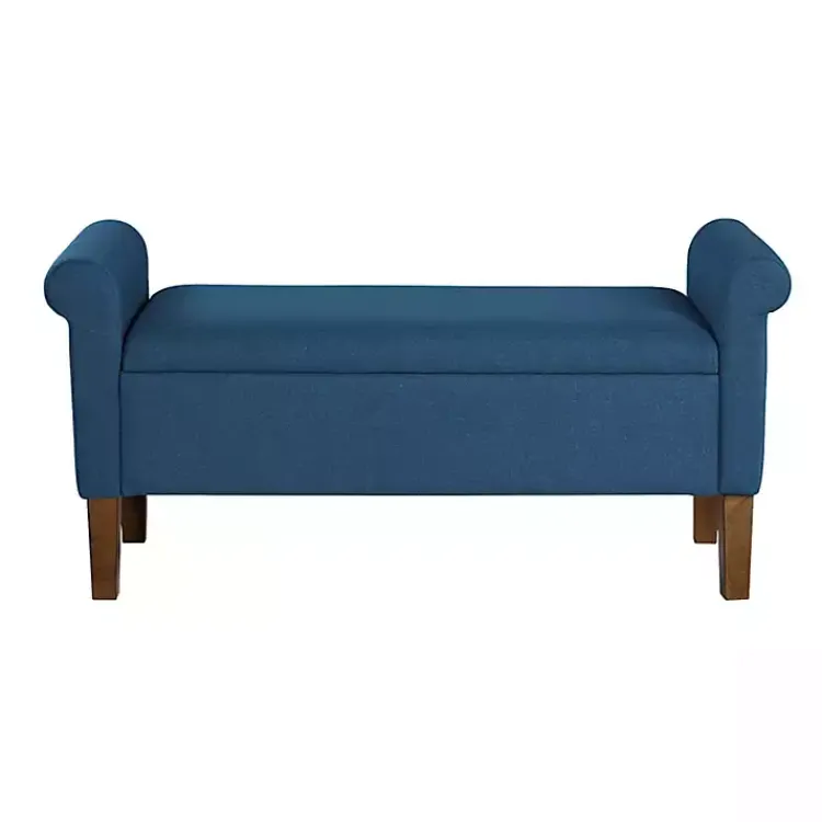 Kirklands Home Benches & Ottomans|Upholstered Aubrey Storage Bench Blue