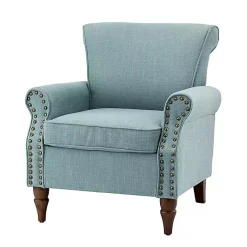 Kirklands Home Accent Chairs|Upholstered Henry Armchair Blue