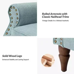 Kirklands Home Accent Chairs|Upholstered Henry Armchair Blue