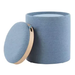 Kirklands Home Benches & Ottomans|Upholstered Ottomans with Tray Tops, Set of 2 Blue