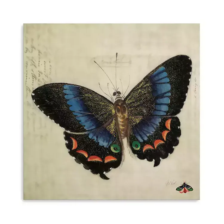 Kirklands Home Canvas Art|Blue Vintage Butterfly Canvas Art Print