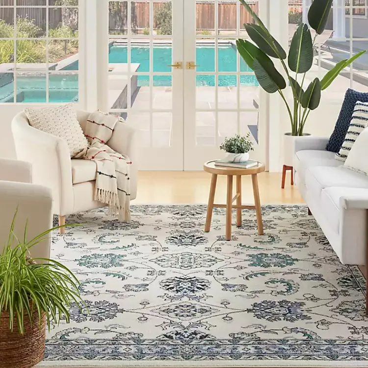 Kirklands Home Outdoor Rugs|Blue Vintage Medallion Indoor/Outdoor Rug, 8x10