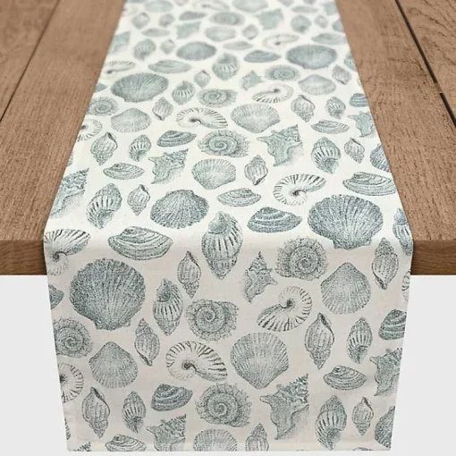 Kirklands Home Table Linens|Blue Vintage Seashells Table Runner, 90 in.