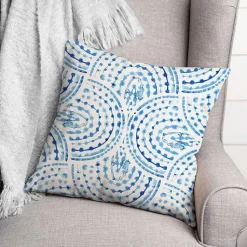 Kirklands Home Outdoor Cushions & Pillows|Blue Watercolor Arc Outdoor Throw Pillow