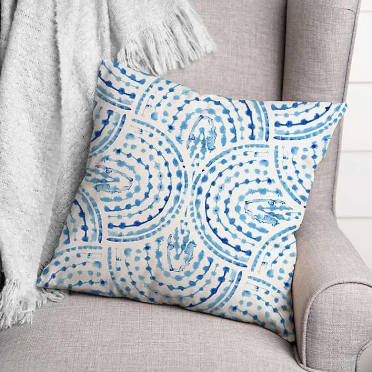Kirklands Home Outdoor Cushions & Pillows|Blue Watercolor Arc Outdoor Throw Pillow