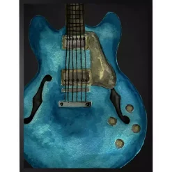 Kirklands Home Framed Art|Blue Watercolor Guitar Framed Art Print