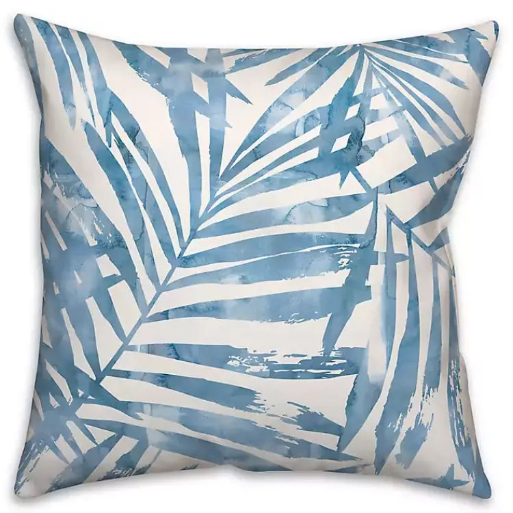 Kirklands Home Outdoor Cushions & Pillows|Blue Watercolor Leaf Outdoor Throw Pillow