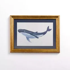 Kirklands Home Framed Art|Blue Whale Framed Art Print