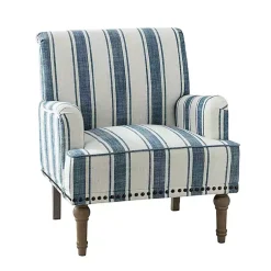 Kirklands Home Accent Chairs|Blue White Stripe Upholstered Accent Chair