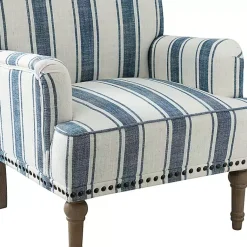 Kirklands Home Accent Chairs|Blue White Stripe Upholstered Accent Chair