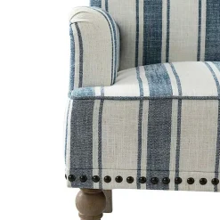Kirklands Home Accent Chairs|Blue White Stripe Upholstered Accent Chair