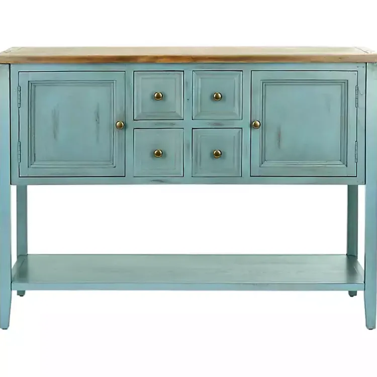Kirklands Home Console Tables|Wood 2-Door Storage Console Table Blue